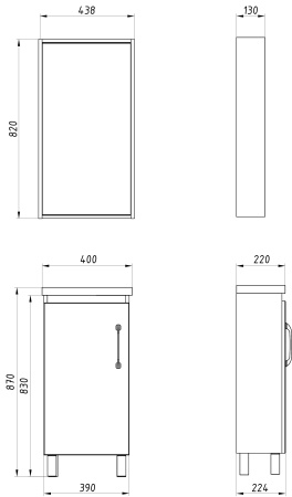 Зеркальный шкаф (43х82)   ASB-Mebel  Адель 40 9781